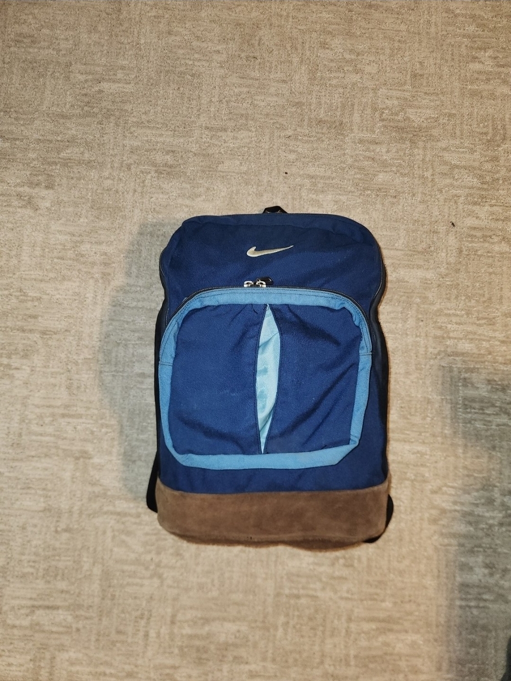 Vintage Y2K Nike Red Tag Blue Color Backpack Leather Bottom  Embroidered Swoosh